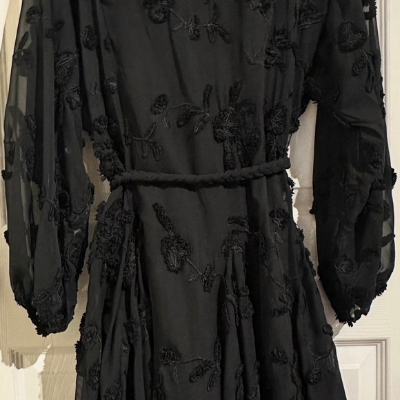 Anthropologie Black Floral Long Sleeve Dress - Picture 4 of 4